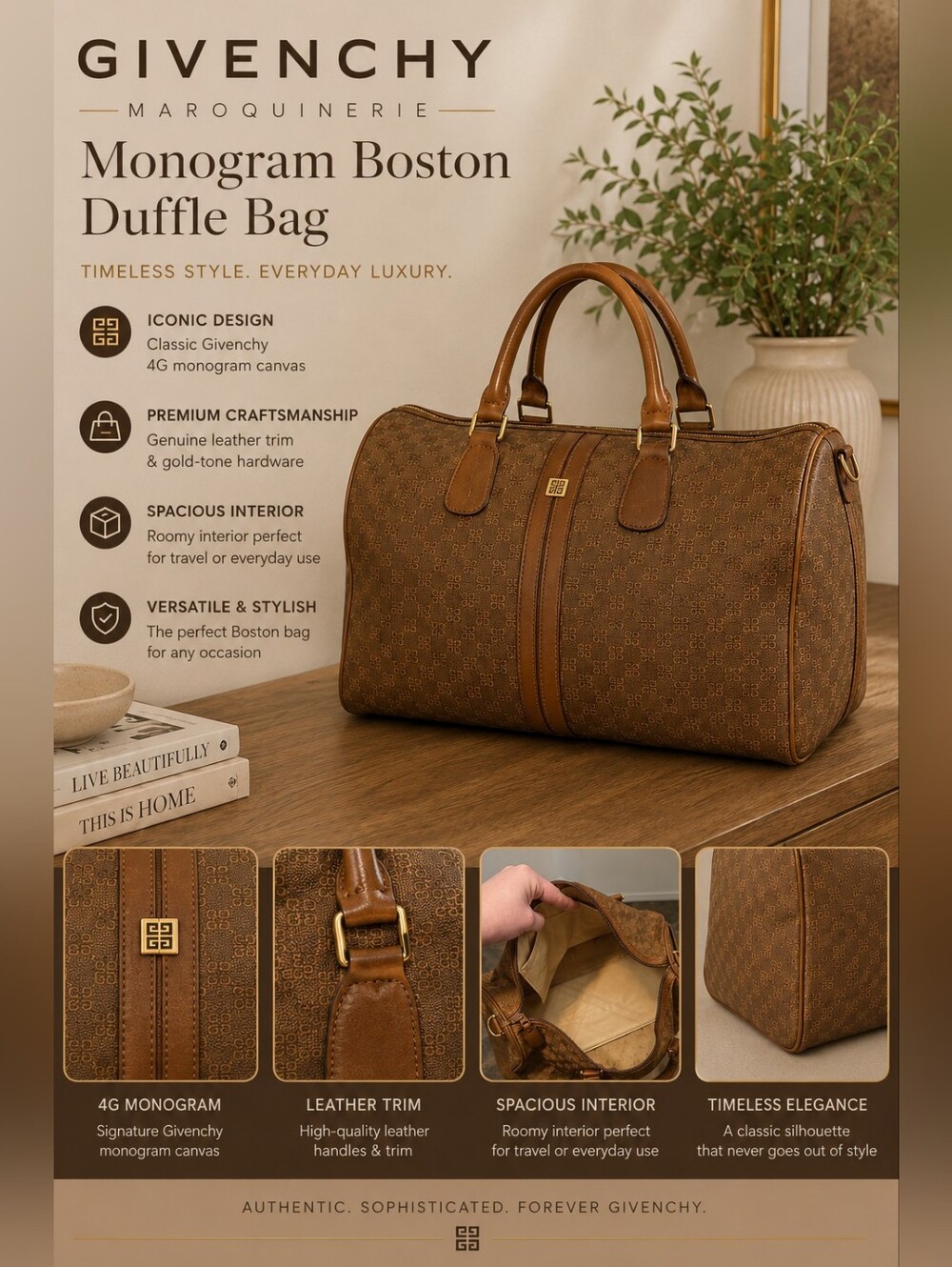 Vintage Givenchy Maroquinerie Monogram Boston Duffle Bag